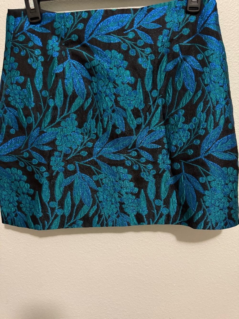 Lilly Pulitzer Size 10 Black Teal Blue Floral Brocade Mini Skirt